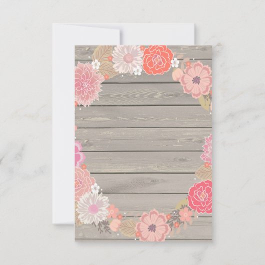 Roze pomkin Rustic Floral Hartelijk dank Bedankkaart (Achterkant)