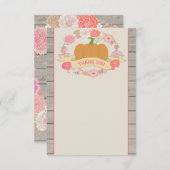 Roze pomkin Rustic Floral Hartelijk dank Bedankkaart (Voorkant / Achterkant)