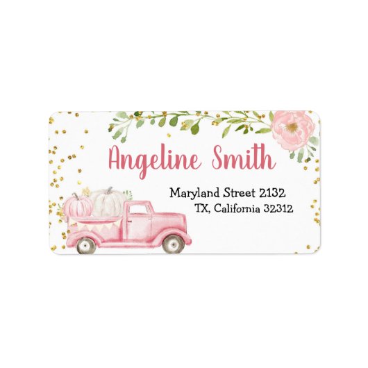 Roze pomkin  Truck Address Label (Voorkant)