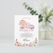 Roze pomkin Truck Baby shower Hartelijk dank Kaart (Staand voorkant)