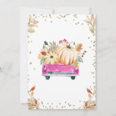 Roze pomkin Truck Baby shower Uitnodiging (Achterkant)