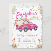 Roze pomkin Truck Birthday Invitation Kaart (Voorkant)