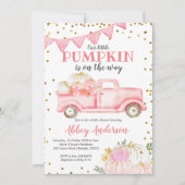 Roze pomkin Truck Girl Baby shower Invitation Kaart (Voorkant)