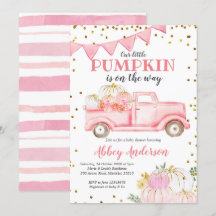 Roze pomkin Truck Girl Baby shower Invitation