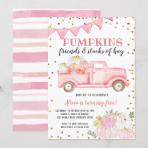 Roze pomkin Truck Girl Birthday Invitation