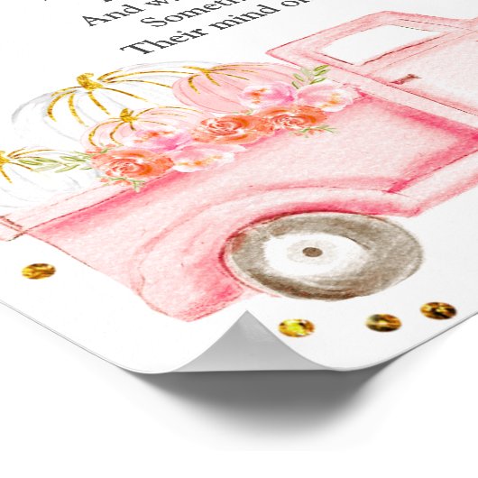 Roze pomkin Truck Late Night Diaper-teken Poster (Hoek)