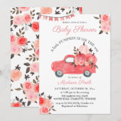 Roze pomkin Truck-Rozen | BABY SHOWER Kaart (Voorkant / Achterkant)