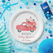 Roze pomkin Truck-Rozen | BABY SHOWER Papieren Bordje (Feest)