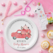 Roze pomkin Truck-Rozen | BABY SHOWER Papieren Bordje (Feest)