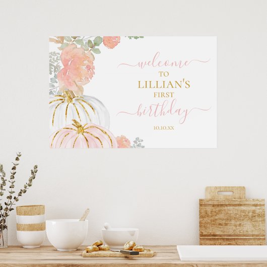 Roze pomkin Welkomstteken Poster (Keuken)