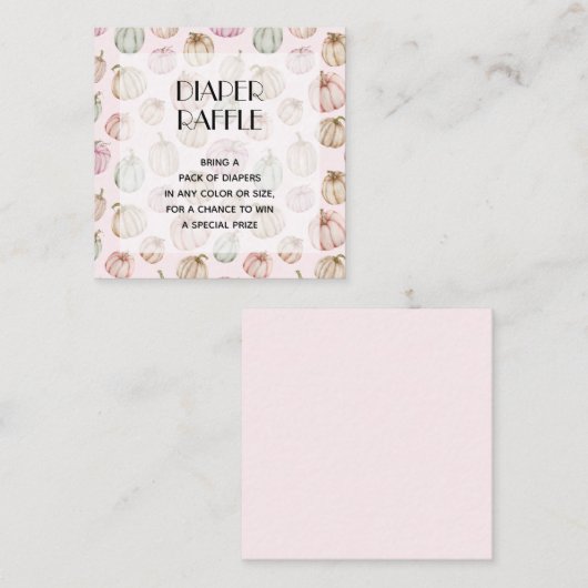 Roze pomkins Girl Baby Diaper Raffle Informatiekaartje (Voorkant / Achterkant)