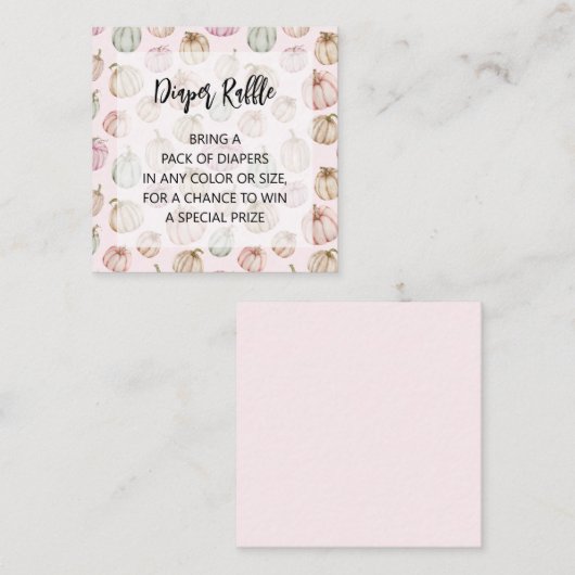 Roze pomkins Girl Baby Diaper Raffle Informatiekaartje (Voorkant / Achterkant)