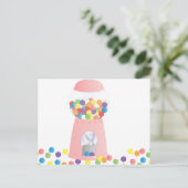 Roze pompelmachine briefkaart (Staand voorkant)