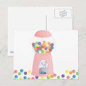 Roze pompelmachine briefkaart (Voorkant / Achterkant)