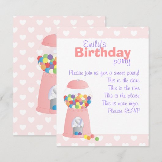 Roze pompelmachine kaart (Voorkant / Achterkant)