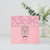 Roze pompelmachine met platte Wenskaart Kaart (Staand voorkant)