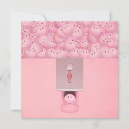 Roze pompelmachine met platte Wenskaart Kaart