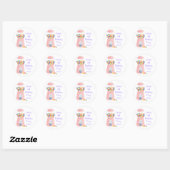Roze pompelmachine ronde sticker (Vel)