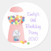 Roze pompelmachine ronde sticker (Voorkant)