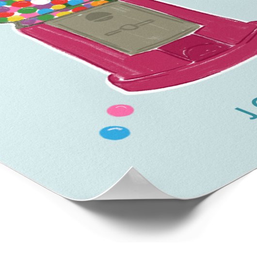 Roze pompelmachine Snoep Bubble Gum op maat Poster (Hoek)