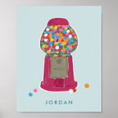 Roze pompelmachine Snoep Bubble Gum op maat Poster (Voorkant)