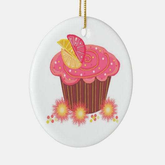 Roze pompelmoesskoeken keramisch ornament (Rechts)