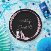 Roze pompen en diamanten  papieren bordje (Feest)