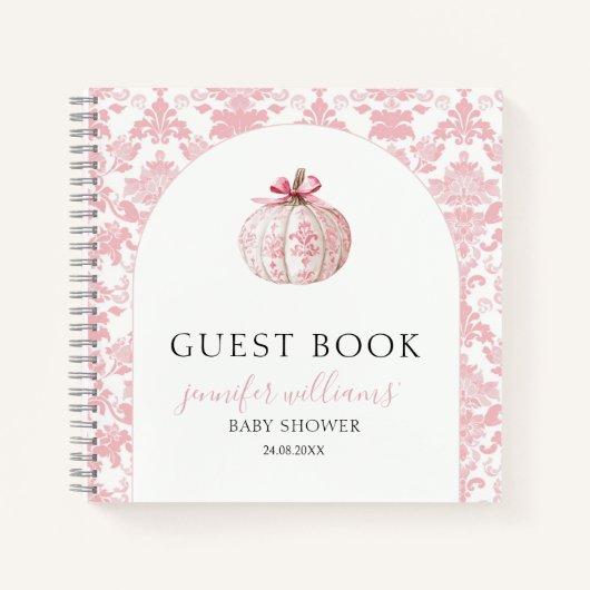 Roze Pompobabyshower Gastengeschenk Notitieboek (Voorkant)