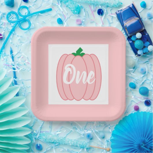 Roze pompoen 1e Birthday Paper Bord (Feest)