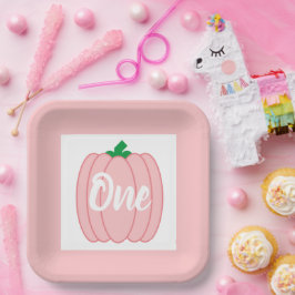 Roze pompoen 1e Birthday Paper Bord