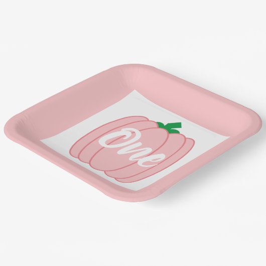 Roze pompoen 1e Birthday Paper Bord (Gebogen)