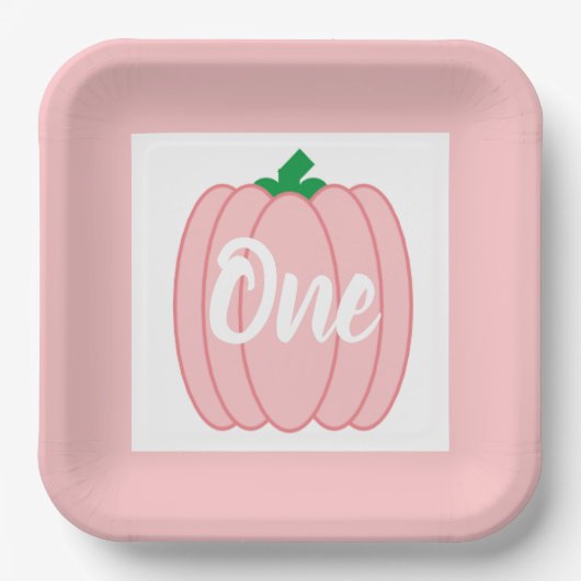 Roze pompoen 1e Birthday Paper Bord (Voorkant)