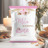 Roze pompoen 1e verjaardag Chip Bag Wrapper Flyer