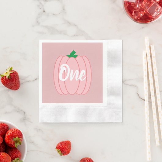 Roze Pompoen 1e Verjaardag Servet (Insitu)