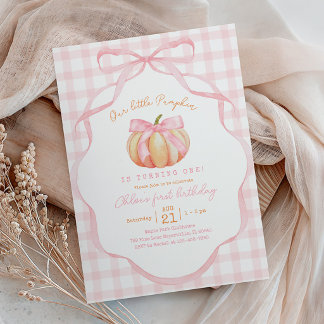 Roze Pompoen 1e Verjaardagsboog en Plaid Kaart