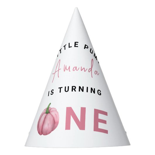 Roze Pompoen 1e Verjaardagsfeestje Feesthoedjes (Voorkant)