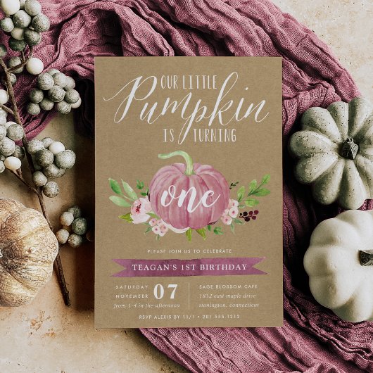 Roze Pompoen Aangepaste Leeftijd Verjaardagsfeestj Kaart