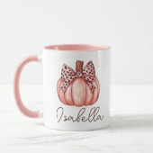 Roze Pompoen Aangepaste Naam Herfst Autumn Koffie Mok (Links)