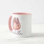 Roze Pompoen Aangepaste Naam Herfst Autumn Koffie Mok (Voorkant links)