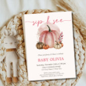 Roze pompoen Baby Girl Herfst Sip en zie Meet Gree Kaart