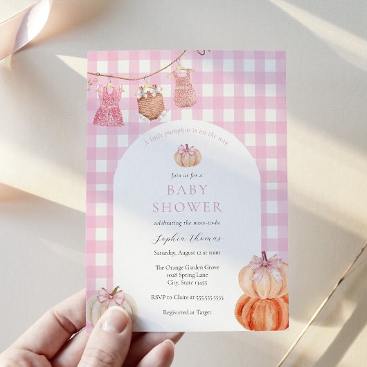 Roze Pompoen Baby Meisje Douche Arch Kaart