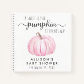 Roze Pompoen Baby Meisje Douche Gastenboek Notitieboek (Voorkant)