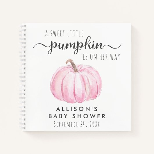 Roze Pompoen Baby Meisje Douche Gastenboek Notitieboek (Voorkant)