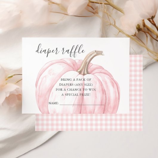 Roze Pompoen Baby Meisje Douche Luier Raffle Kaart