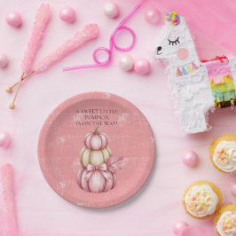 Roze Pompoen Baby Meisje Douche Papieren Bordje