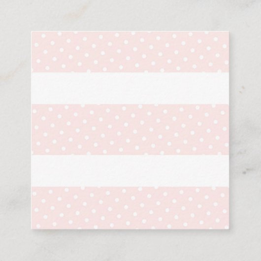 Roze Pompoen Baby Meisje Douche Preppy Stripes Sti Vierkante Visitekaartje (Achterkant)