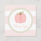 Roze Pompoen Baby Meisje Douche Preppy Stripes Sti Vierkante Visitekaartje (Voorkant)