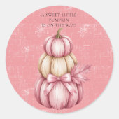 Roze Pompoen Baby Meisje Douche Ronde Sticker (Voorkant)