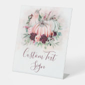 Roze Pompoen Baby shower Aangepaste tekst Reclamebord Met Voetstuk (Voorkant)