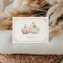 Roze Pompoen Baby Shower Bedankkaart